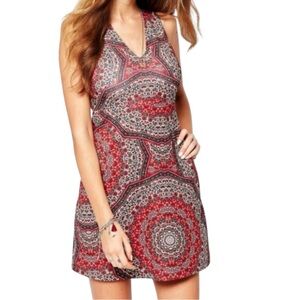 NWT Abercrombie & Fitch Floral Mandela Dress M Silky Fitted Skater Stretchy